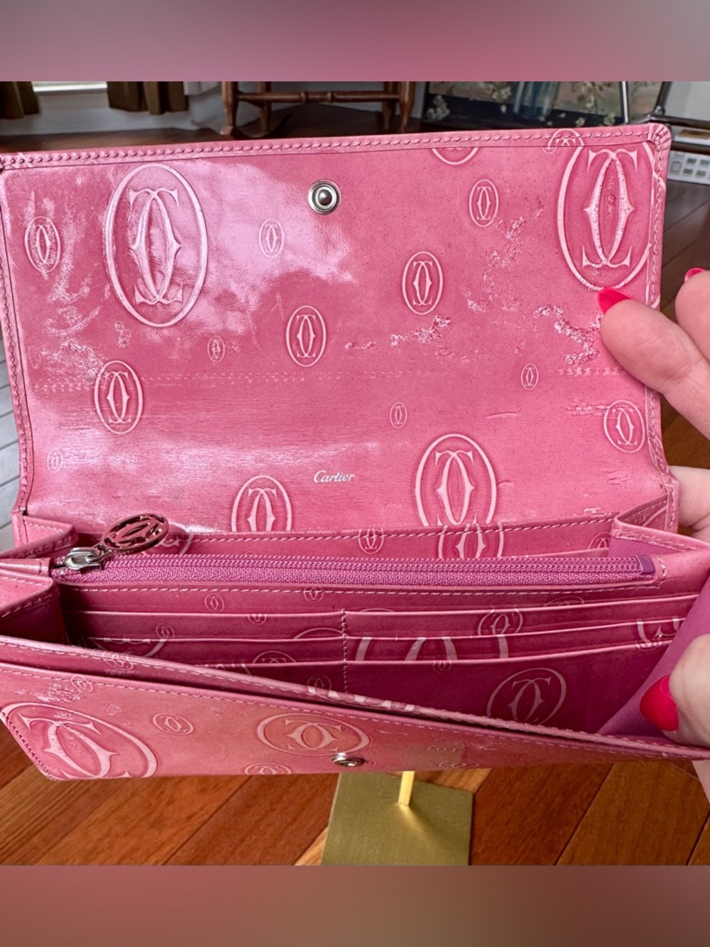 Cartier Happy Birthday Continental Long Wallet in Pink Patent Calfskin Leather - Picture 9 of 11